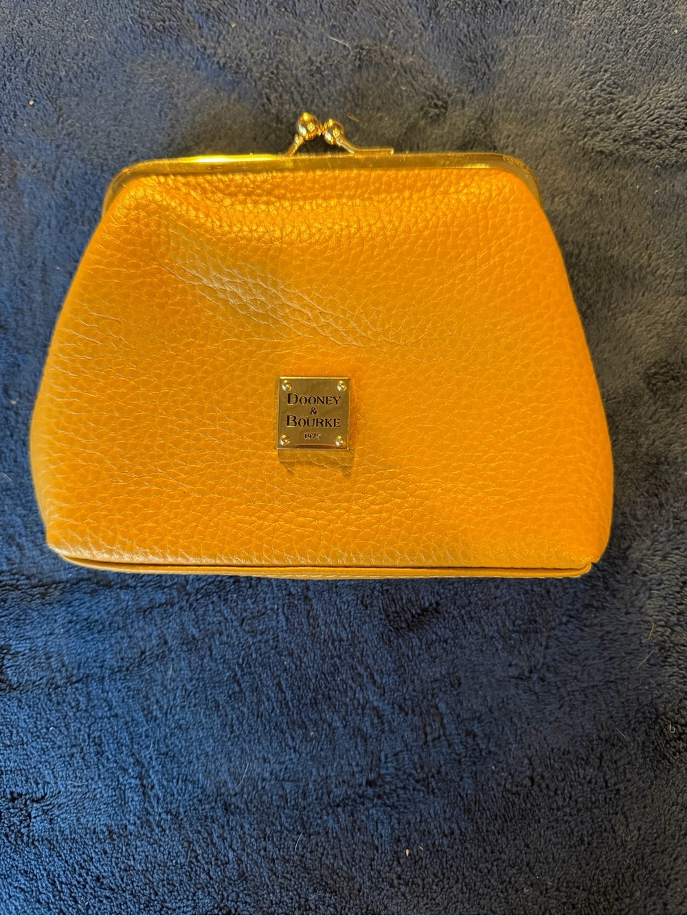 Dooney & Bourke Yellow Pebbled Leather Kiss-Lock Cosmetic Pouch